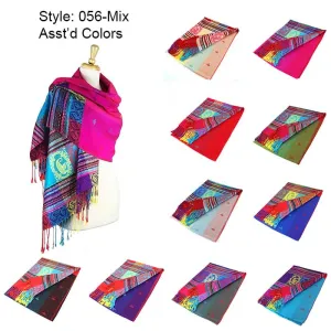 12-Pack Pashmina  Colorful  Shawsl Assorted Colors 056