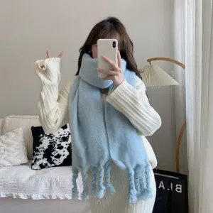 20colors plain thick tassel winter scarf