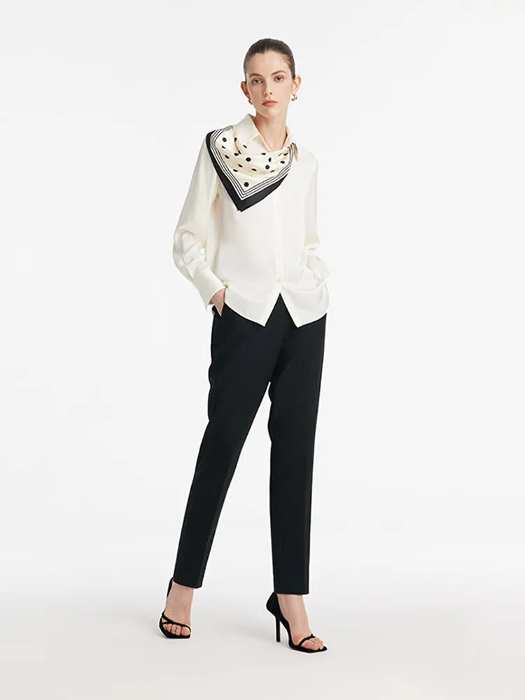 22 Momme Mulberry Silk Women Shirt With Silk Scarf