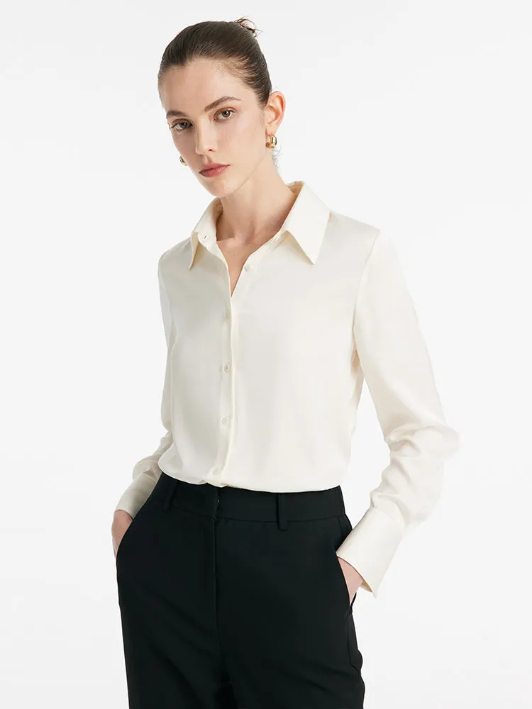 22 Momme Mulberry Silk Women Shirt With Silk Scarf