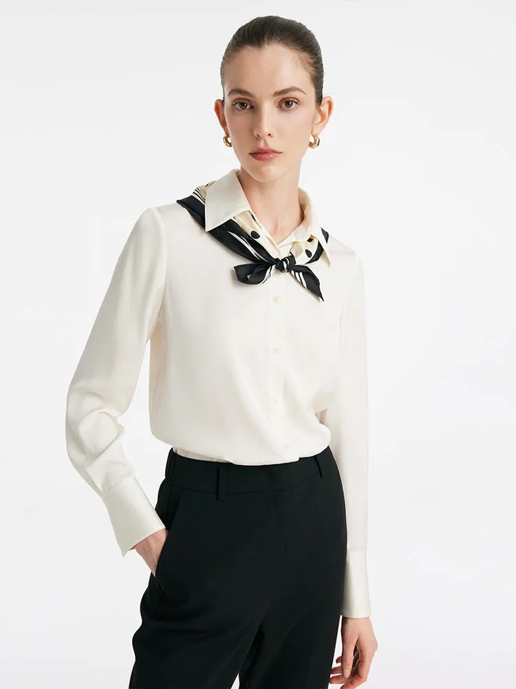 22 Momme Mulberry Silk Women Shirt With Silk Scarf