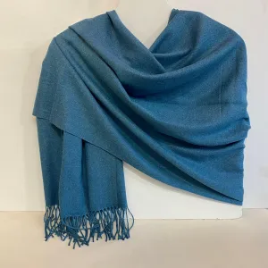 Aggie Cashmere Mix Wrap - Heather Blue