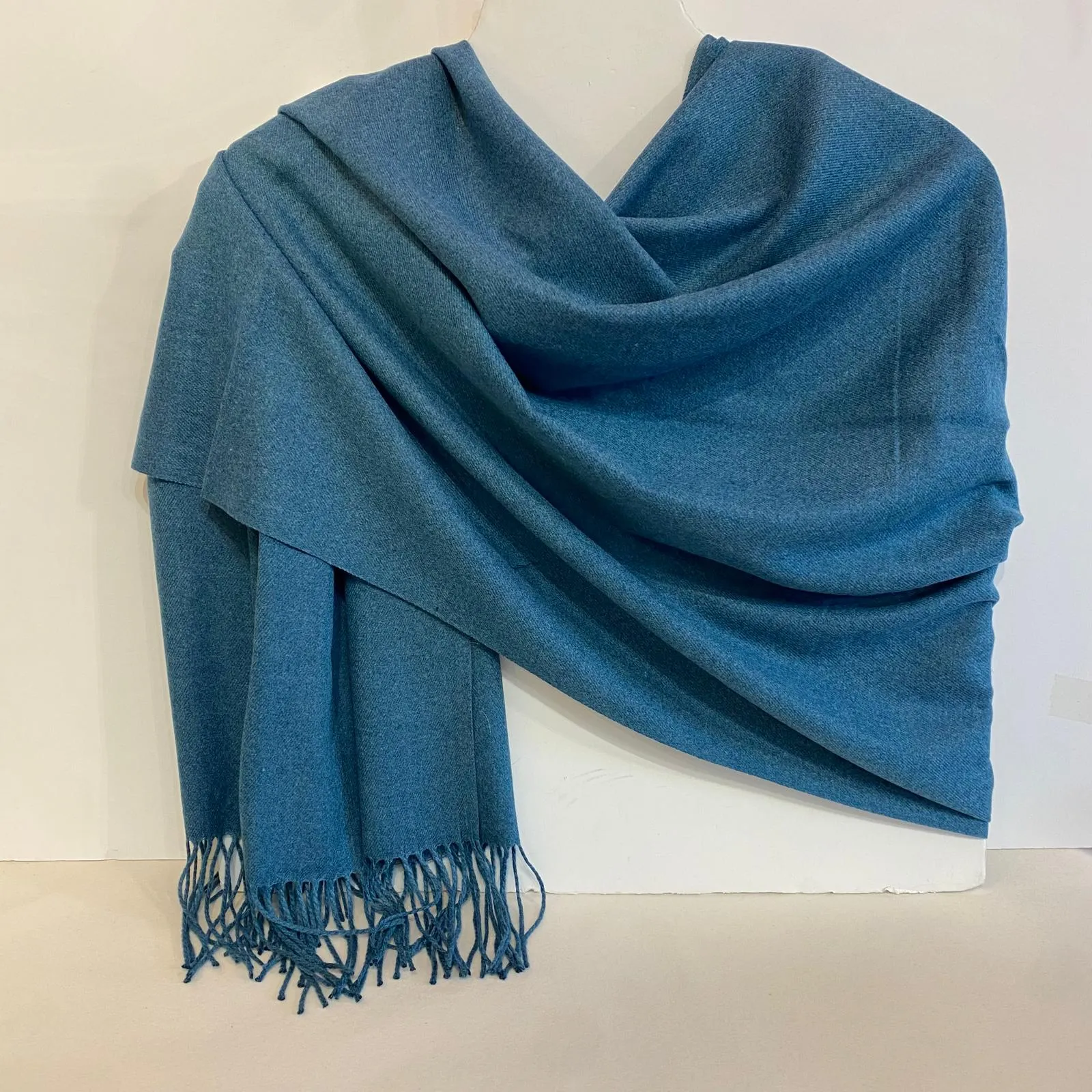 Aggie Cashmere Mix Wrap - Heather Blue