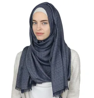 Aker Jacquard Hijab Shawl Navy Blue 1023BRL