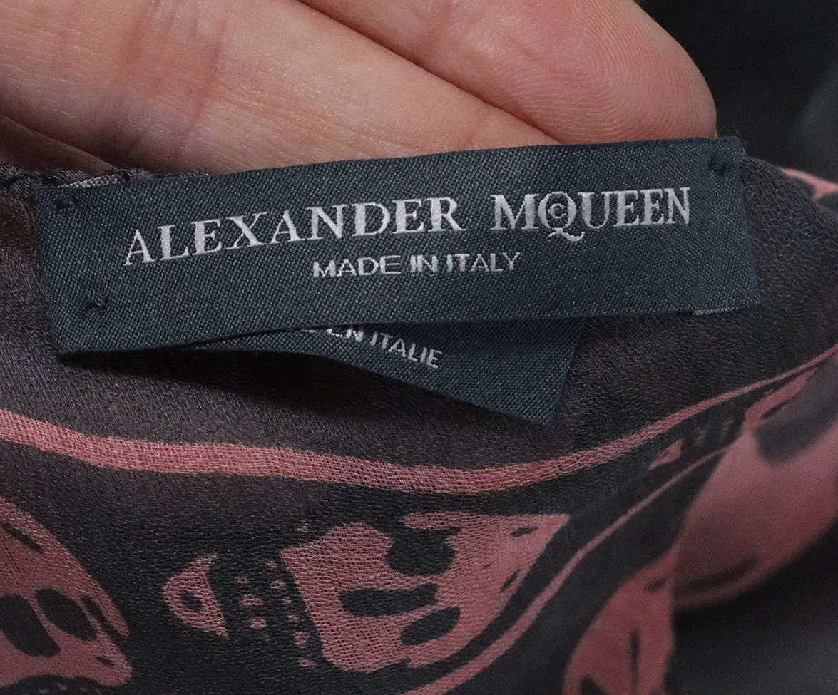 Alexander McQueen Grey & Pink Skull Scarf