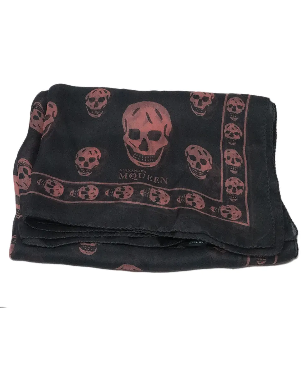 Alexander McQueen Grey & Pink Skull Scarf