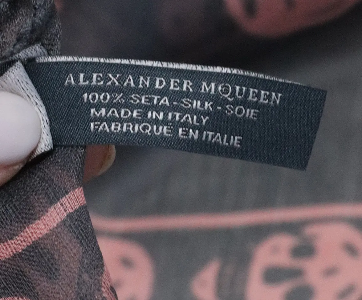 Alexander McQueen Grey & Pink Skull Scarf