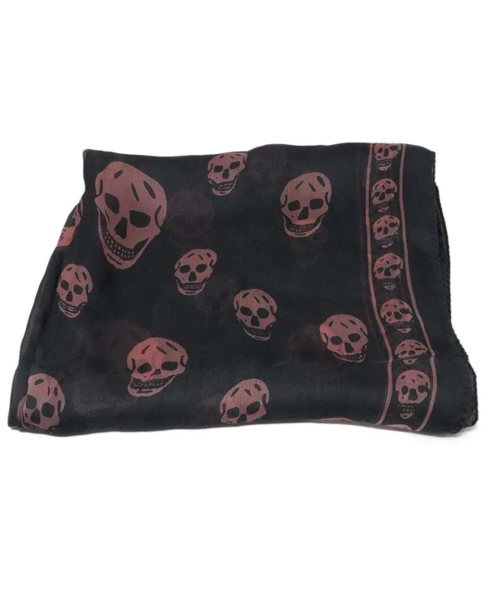 Alexander McQueen Grey & Pink Skull Scarf