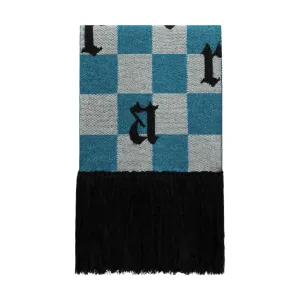 Amiri Check Cashmere Scarf Light Blue