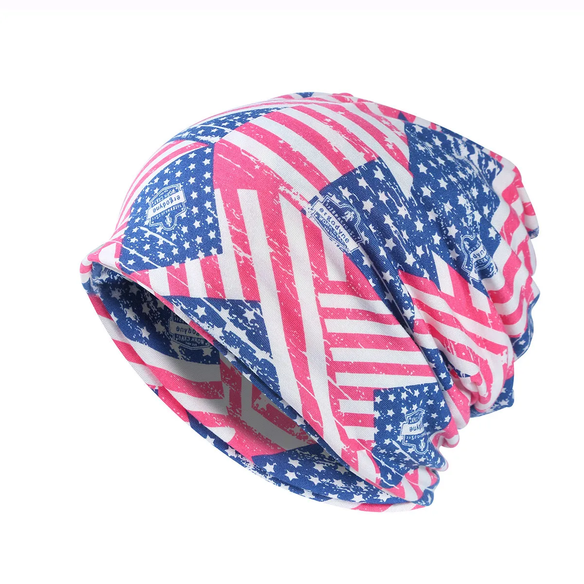 Autumn and winter flag print pullover cap unisex hooded hat scarf dual use