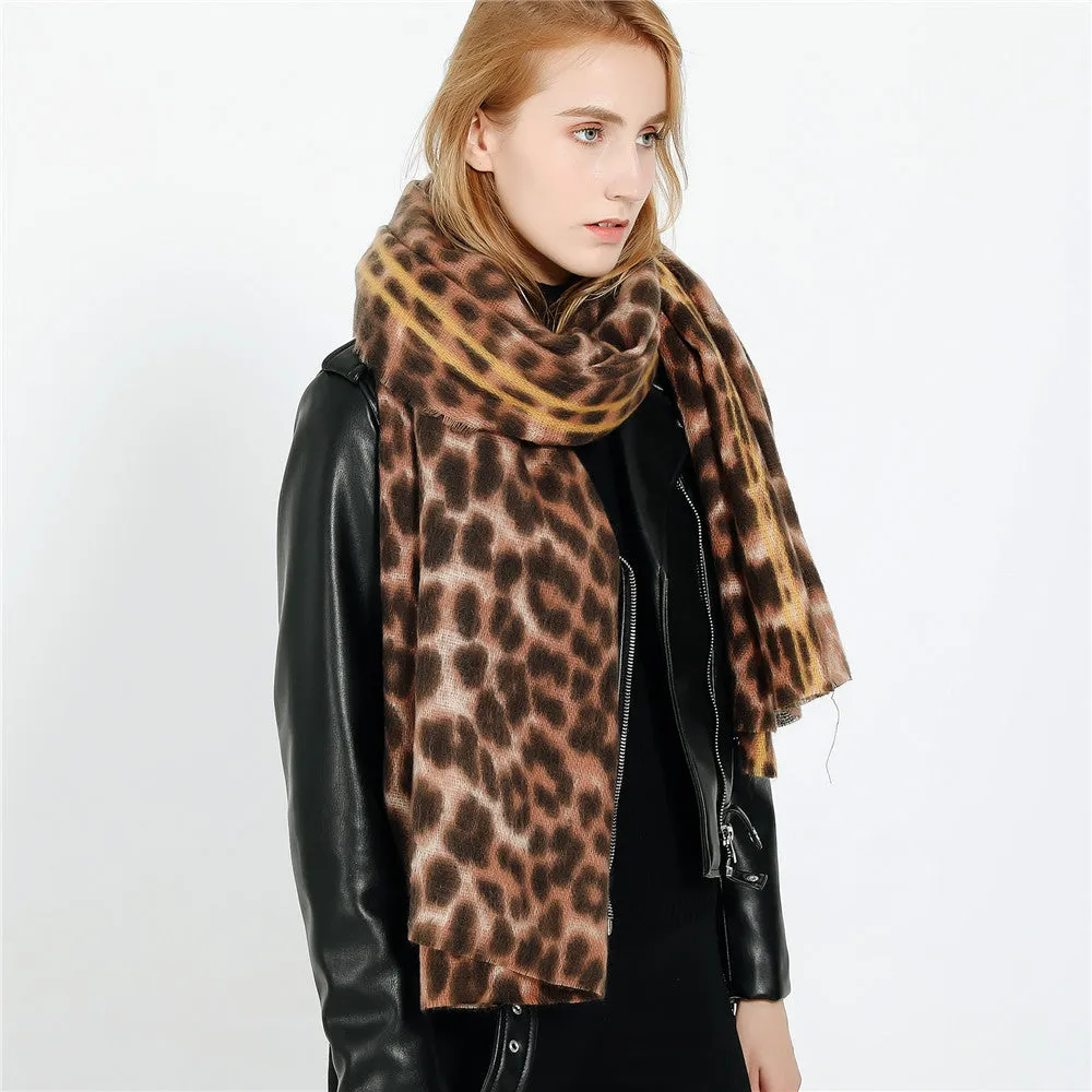 Autumn and winter leopard like cashmere warm thickened women's scarf shawl dual-use