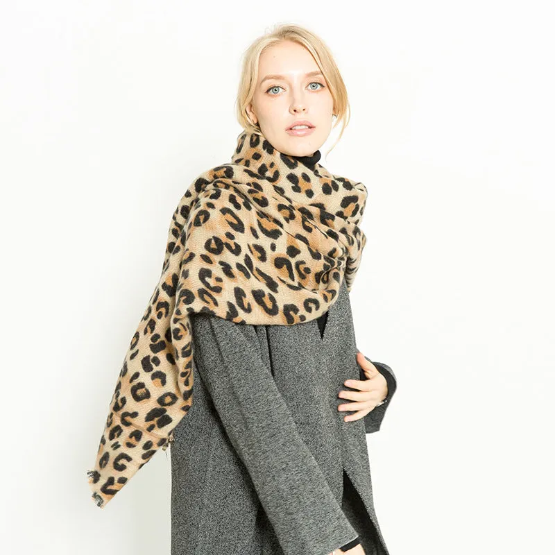 Autumn and winter leopard like cashmere warm thickened women's scarf shawl dual-use