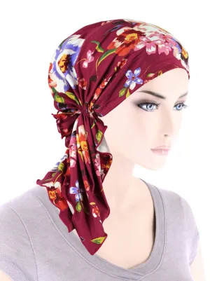 BELLA-814#The Bella Scarf Burgundy Red Blossom