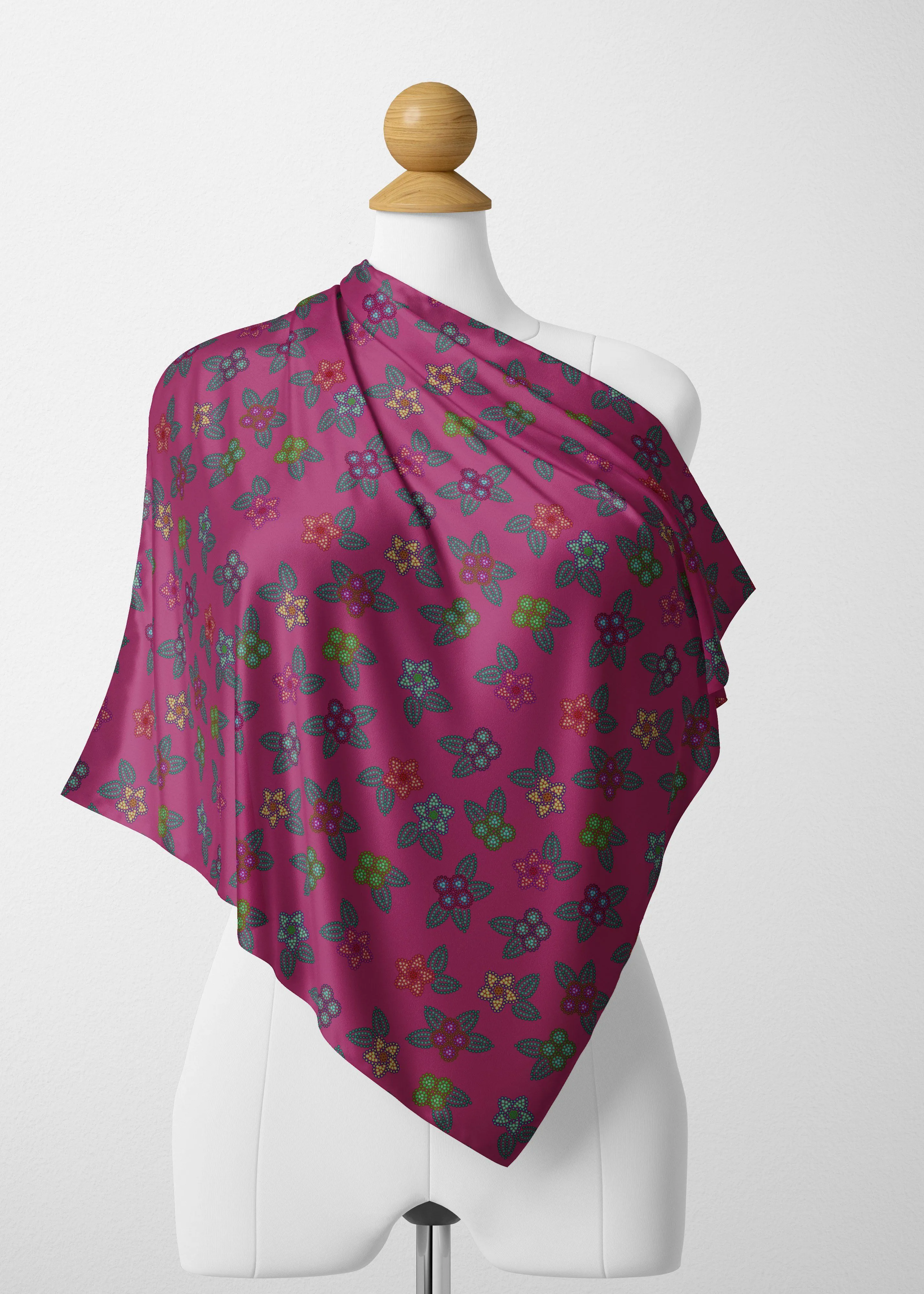 Berry Flowers Satin Shawl