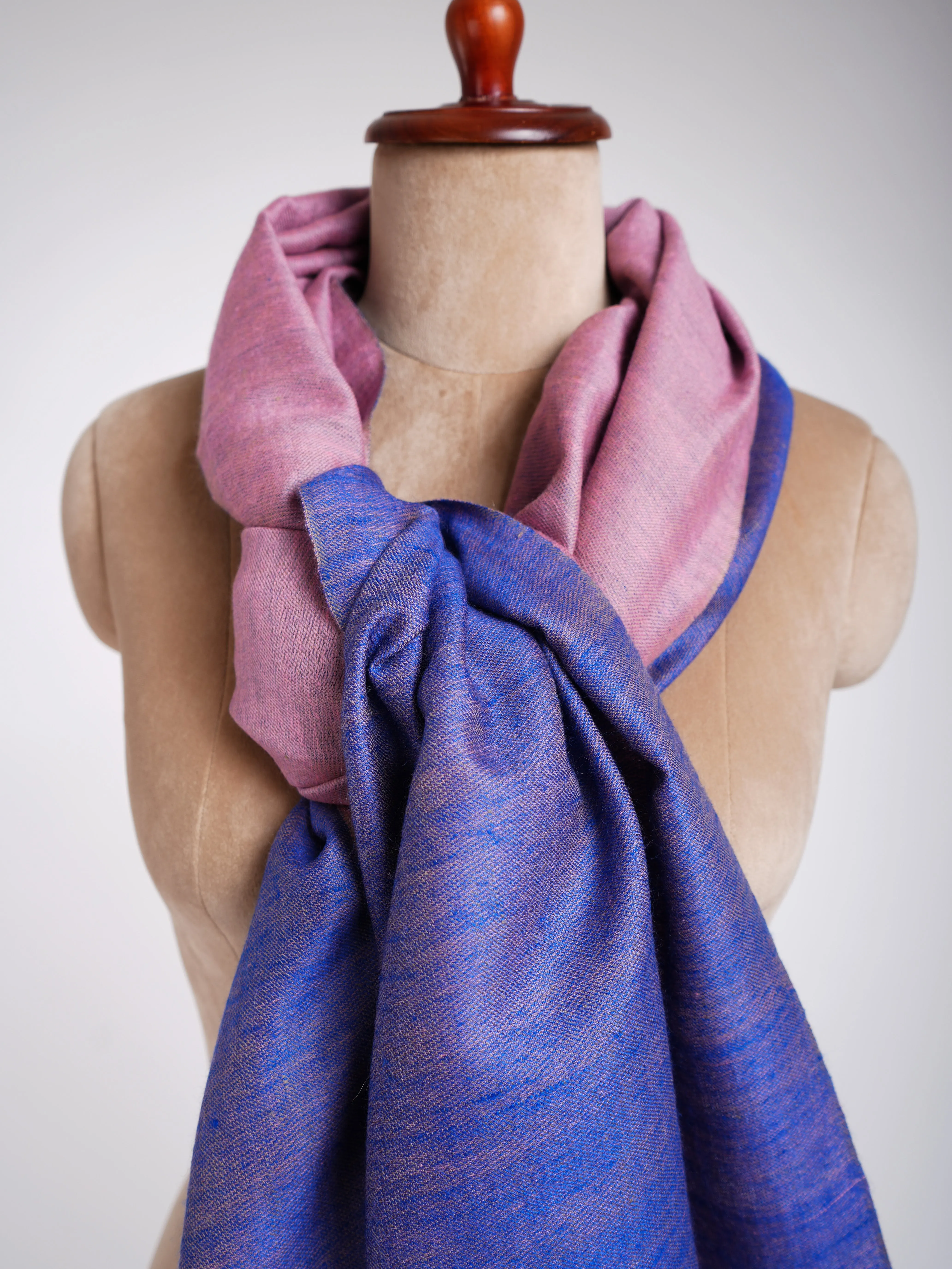 Blue and Pink Dorukha Cashmere Scarf