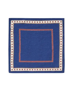 Blue/Burgundy Printed Cotton & Silk Neckerchief