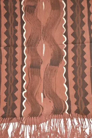 Brown, Beige and Black Mud Cloth (Bògòlanfini) Shawl-Table Runne