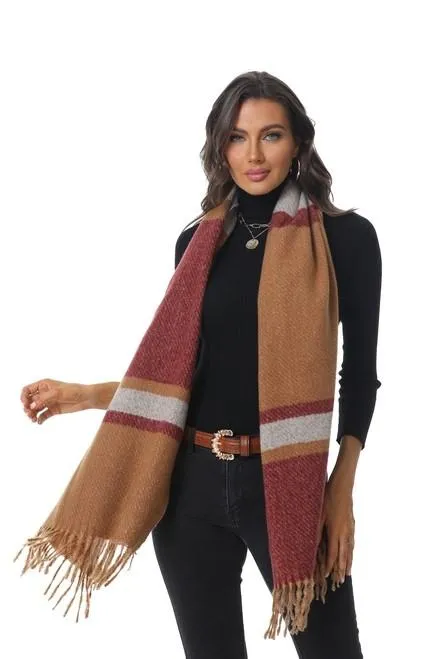 BROWN RUST FRINGE SCARF