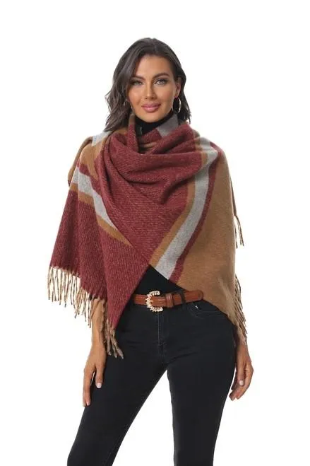 BROWN RUST FRINGE SCARF