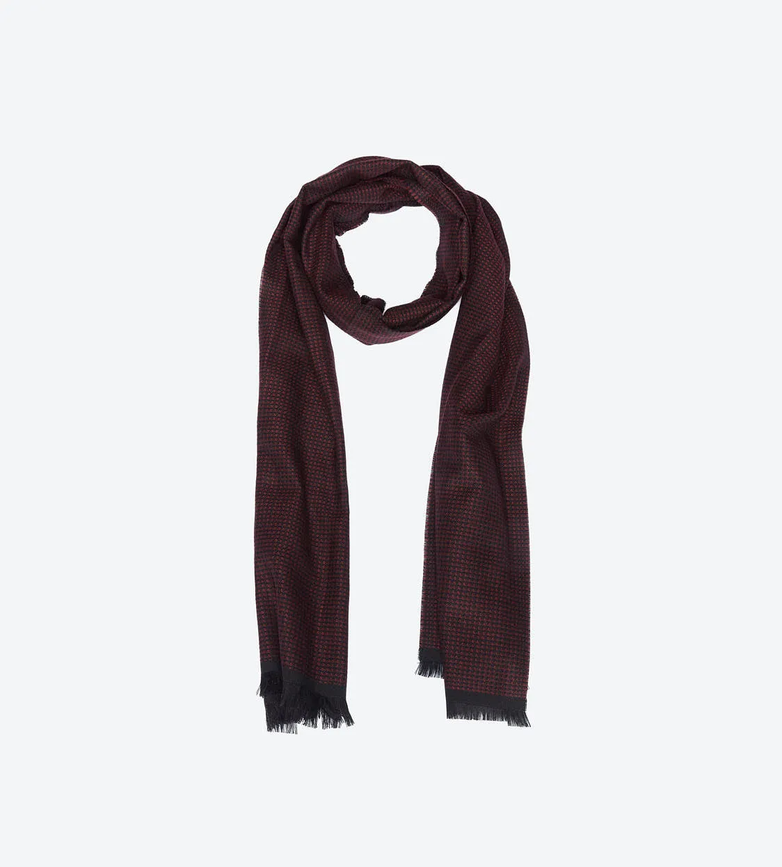 Burgundy Black Herringbone Scarf