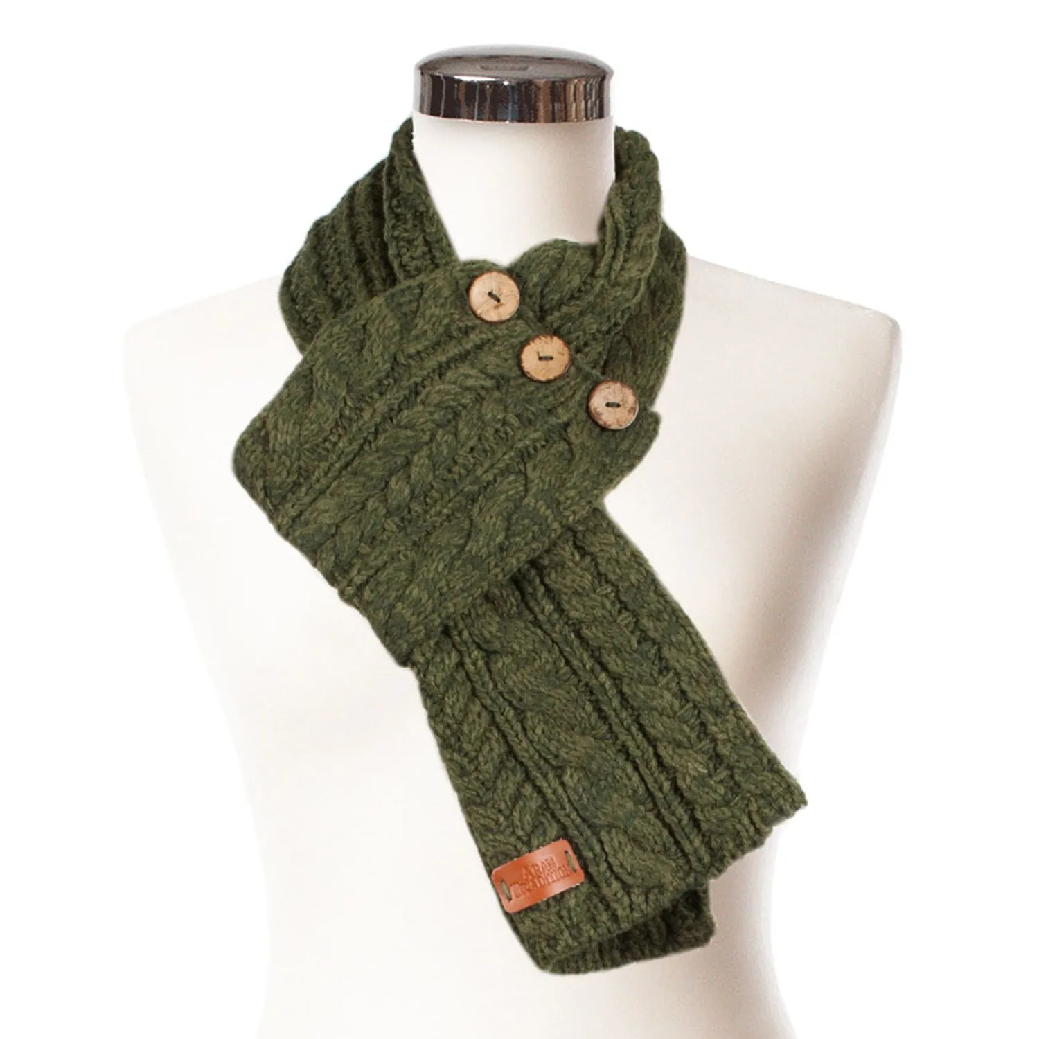 Cable Button Wrap Scarf