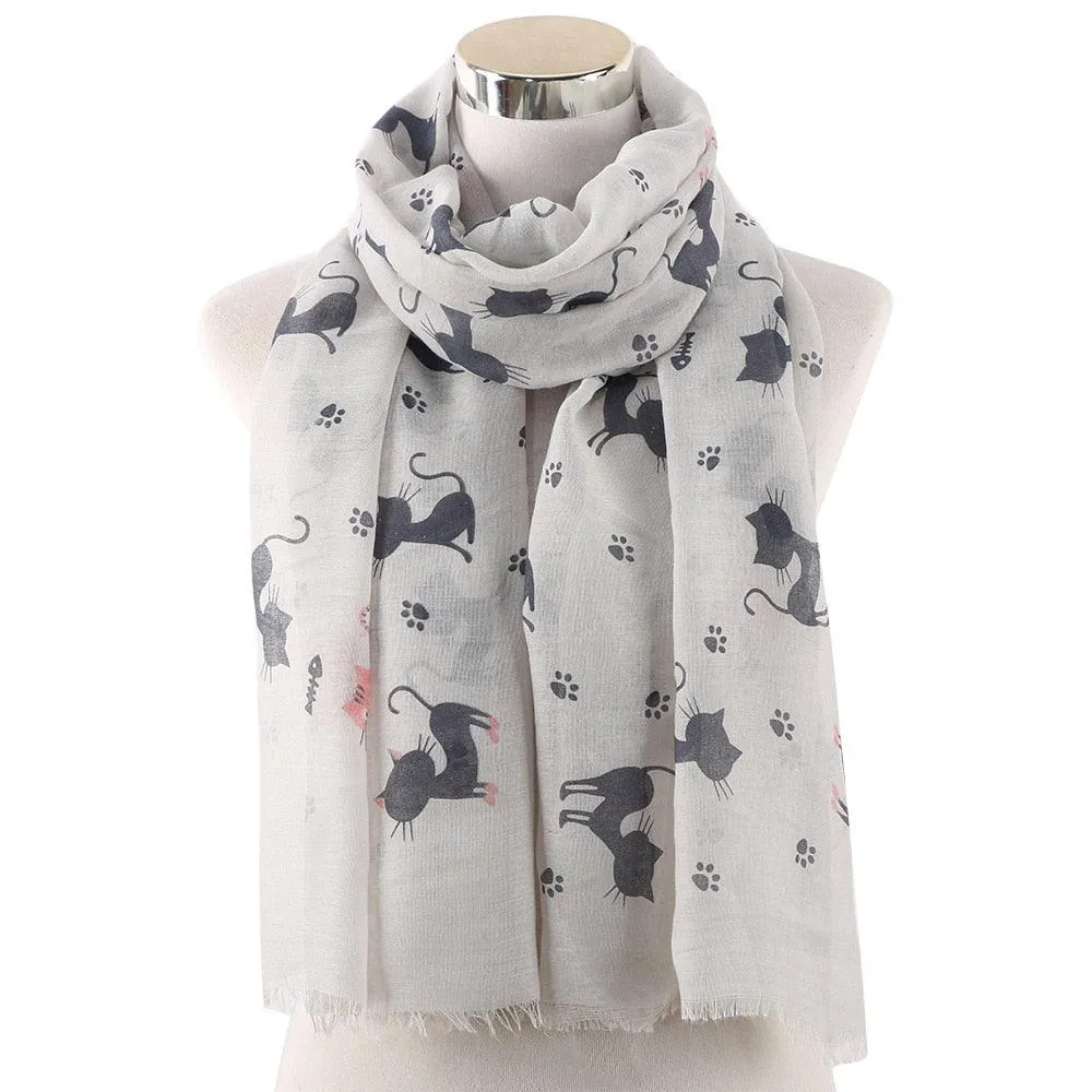 Catty White Cotton Scarf