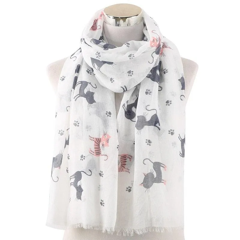 Catty White Cotton Scarf