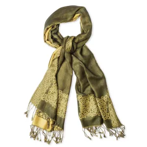 Celtic Knotwork Scarf- Olive and Gold