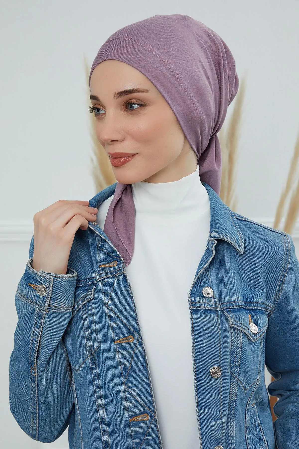 Chic Easy Wrap Hijab Cover for Women, Trendy Hijab for Stylish Look, Soft Comfortable Turban Head Covering, Chic Single Color Headscarf,B-45