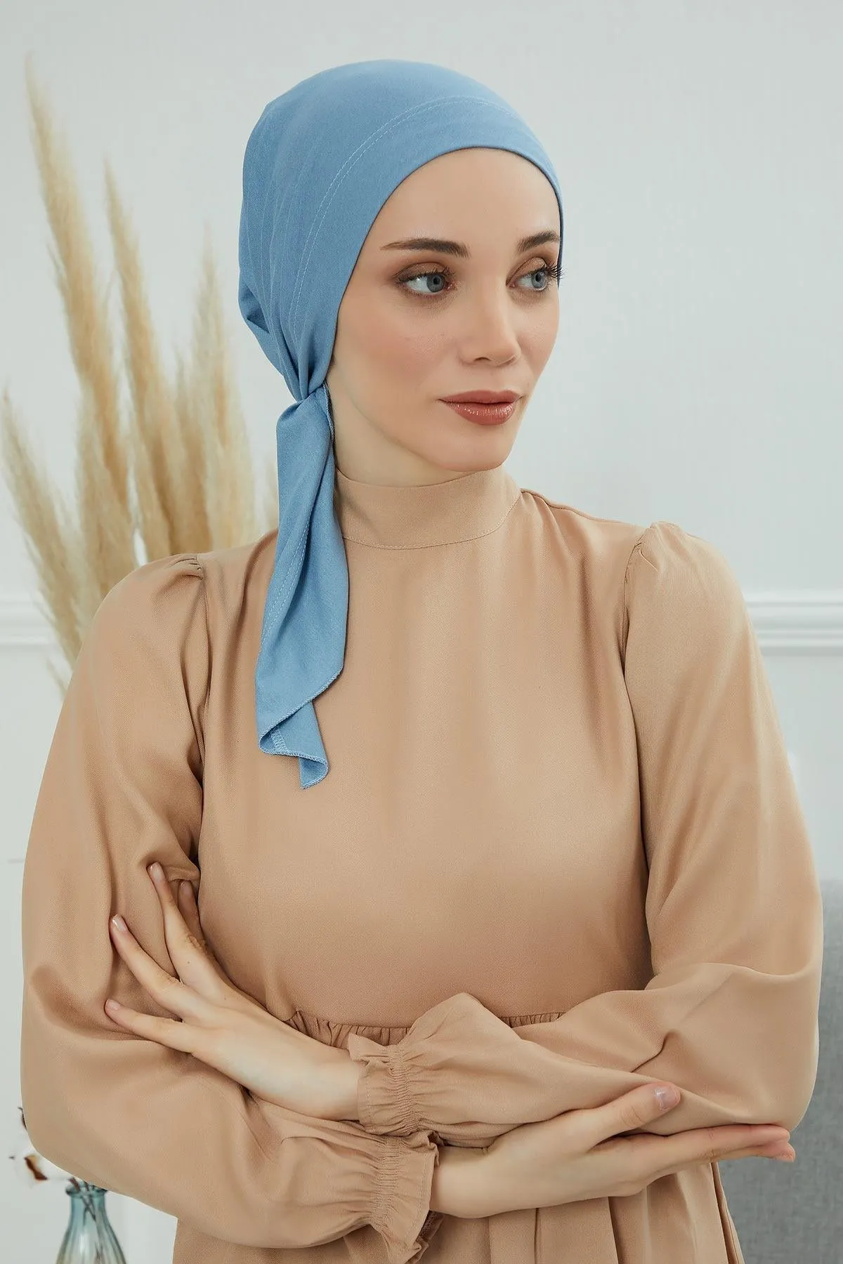 Chic Easy Wrap Hijab Cover for Women, Trendy Hijab for Stylish Look, Soft Comfortable Turban Head Covering, Chic Single Color Headscarf,B-45