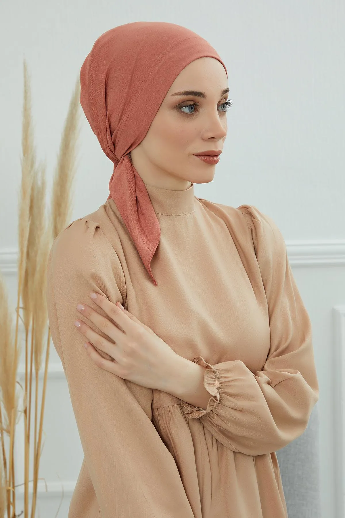 Chic Easy Wrap Hijab Cover for Women, Trendy Hijab for Stylish Look, Soft Comfortable Turban Head Covering, Chic Single Color Headscarf,B-45