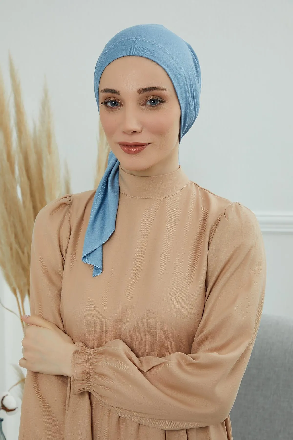 Chic Easy Wrap Hijab Cover for Women, Trendy Hijab for Stylish Look, Soft Comfortable Turban Head Covering, Chic Single Color Headscarf,B-45