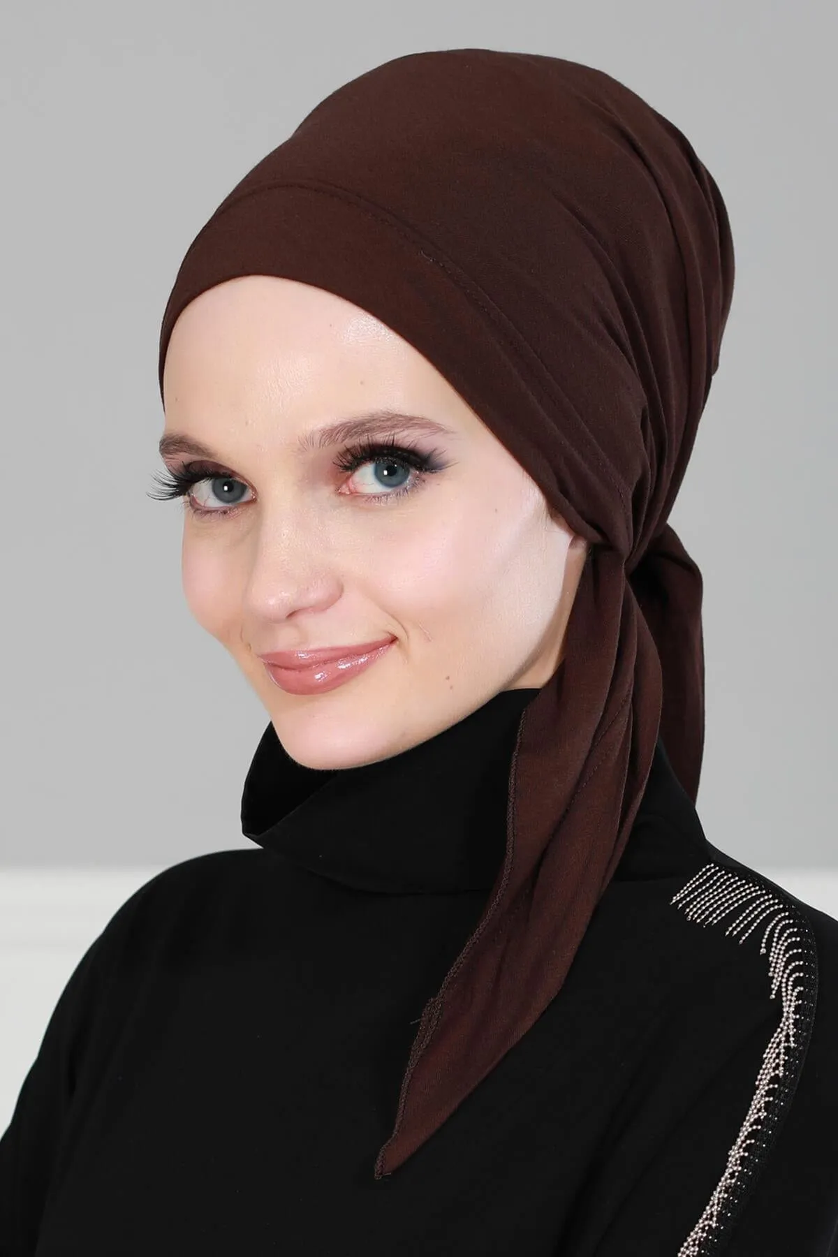 Chic Easy Wrap Hijab Cover for Women, Trendy Hijab for Stylish Look, Soft Comfortable Turban Head Covering, Chic Single Color Headscarf,B-45