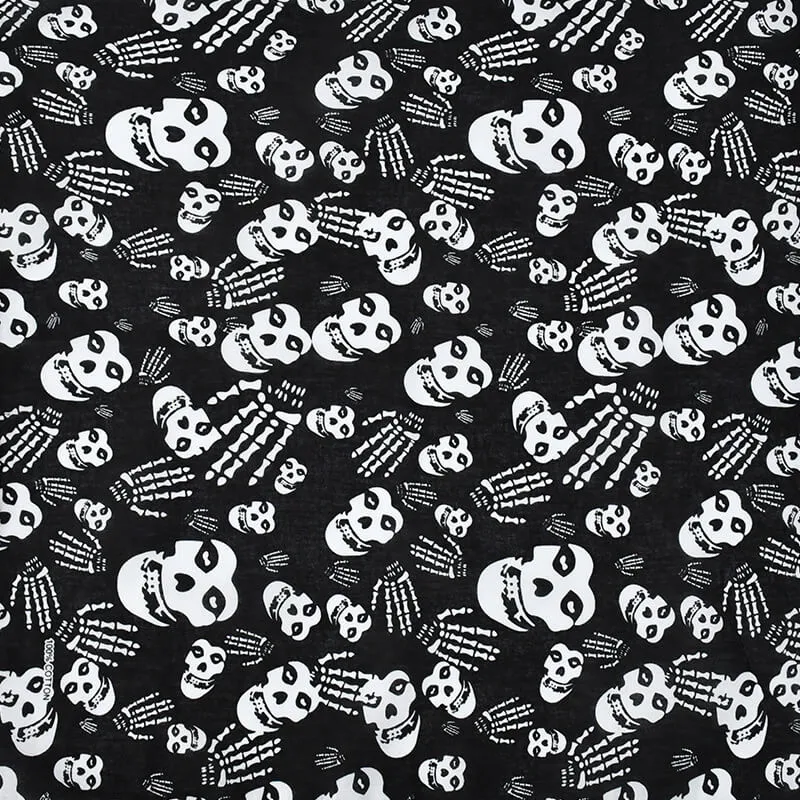 Classic Skulls Print Cotton Square Scarf