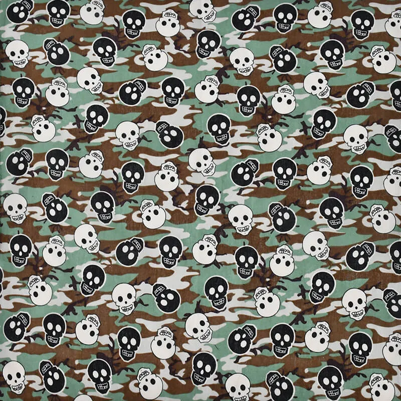 Classic Skulls Print Cotton Square Scarf