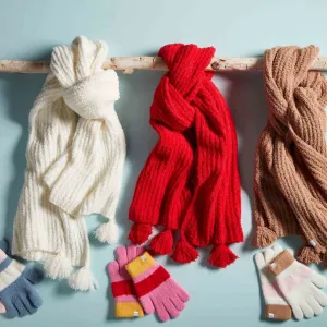 Color Block Glove and Scarf Set - Womens