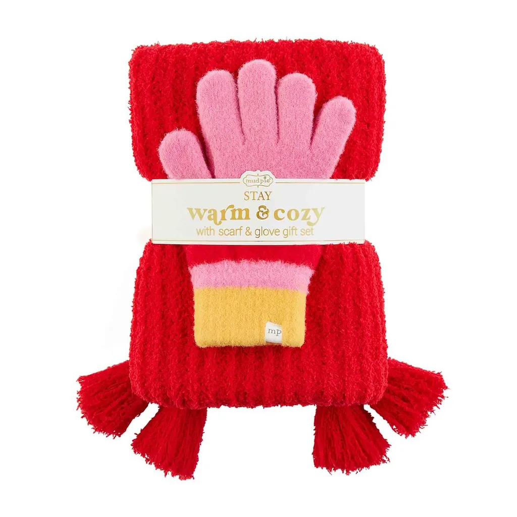 Color Block Glove and Scarf Set - Womens