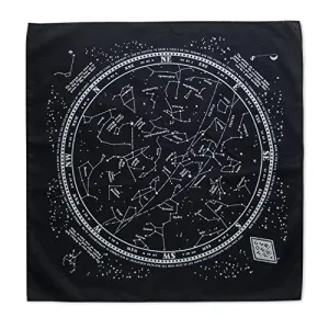 Colter Co. Glow In The Dark "Stargazer" Bandana - 100% Cotton Black Bandana with Star Chart Design - Made In The USA (22" x 22")