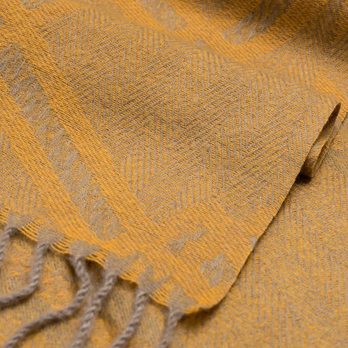 Crisscross Woolen Cashmere Stoles - Mustard