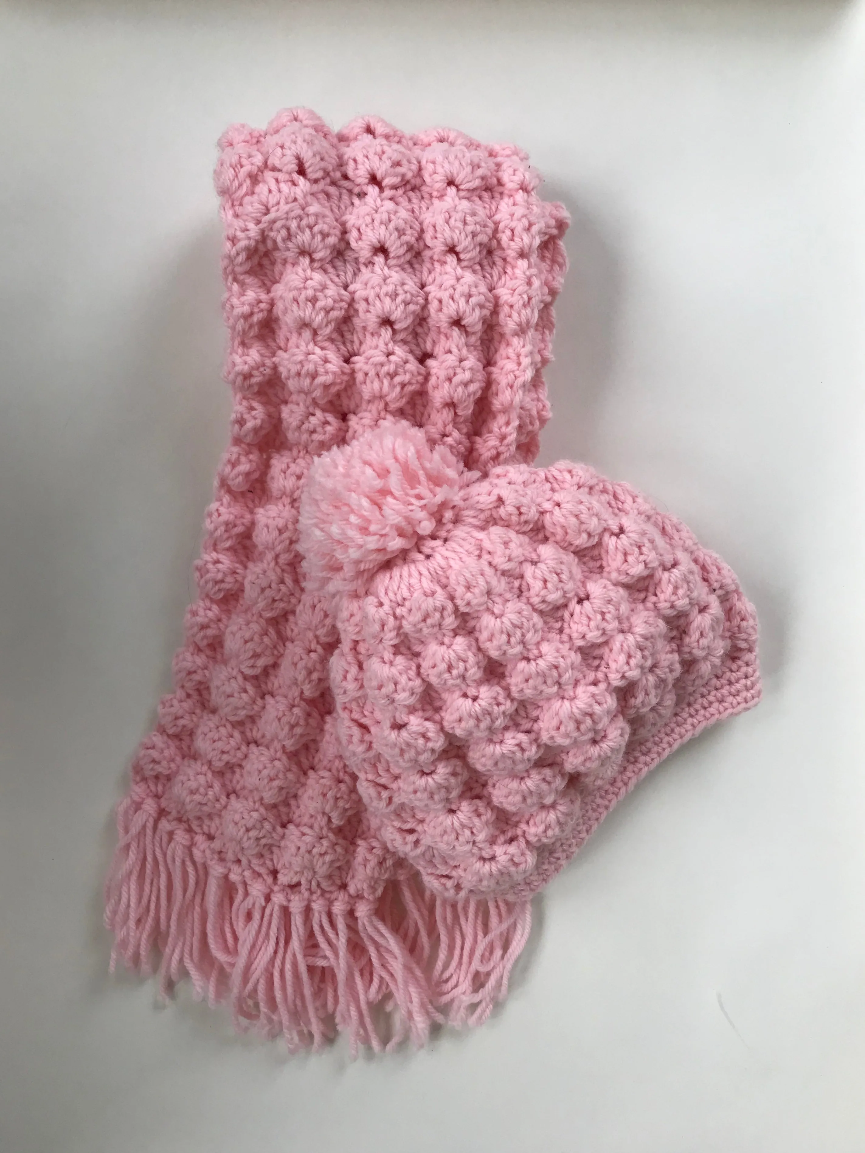 Crochet Pattern Puff Shell Hat and Scarf Set