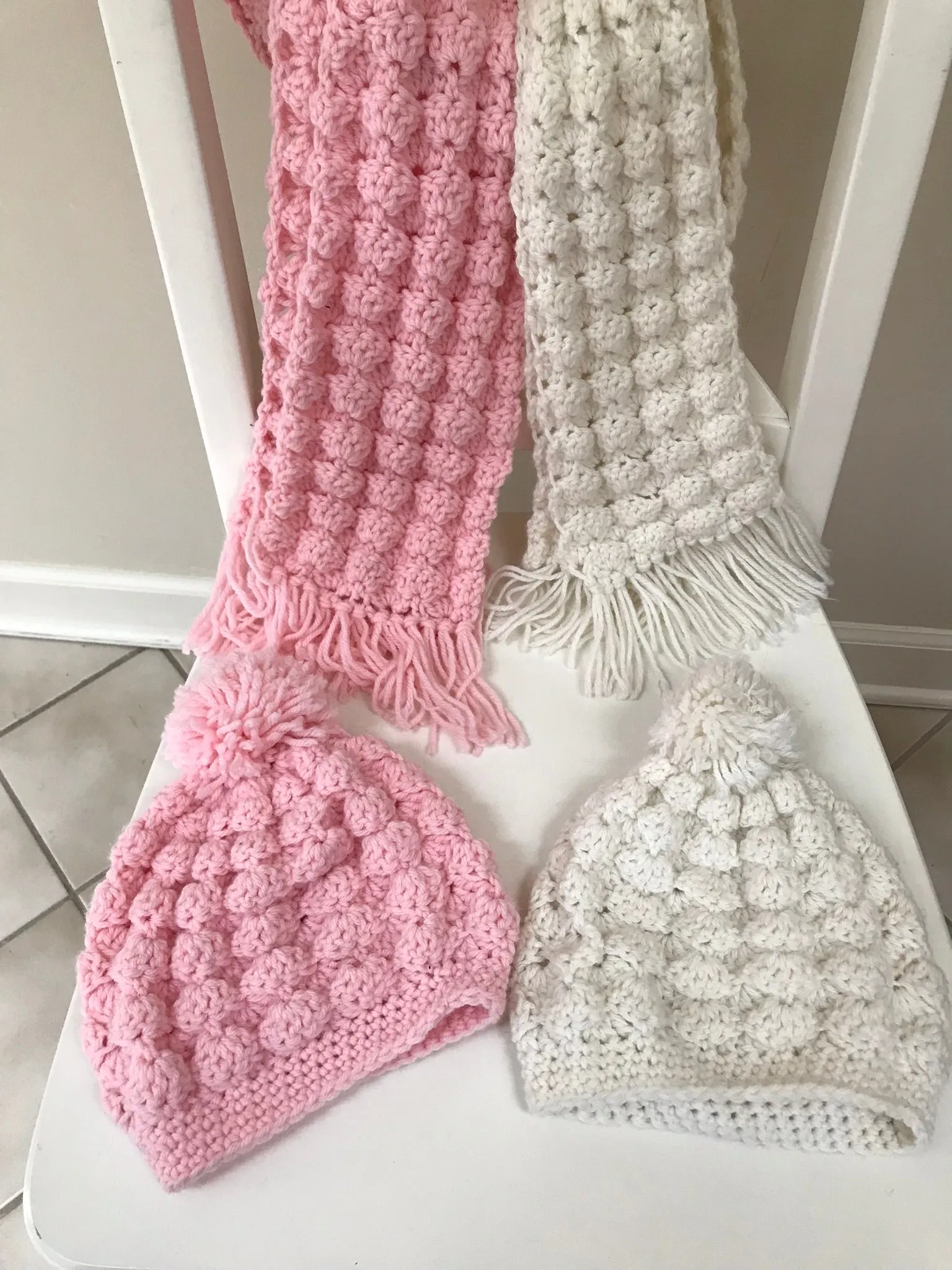 Crochet Pattern Puff Shell Hat and Scarf Set