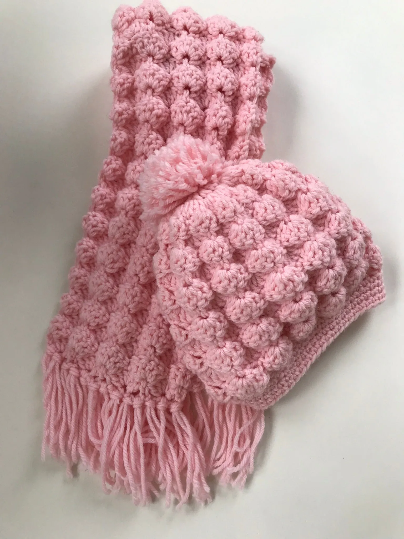 Crochet Pattern Puff Shell Hat and Scarf Set