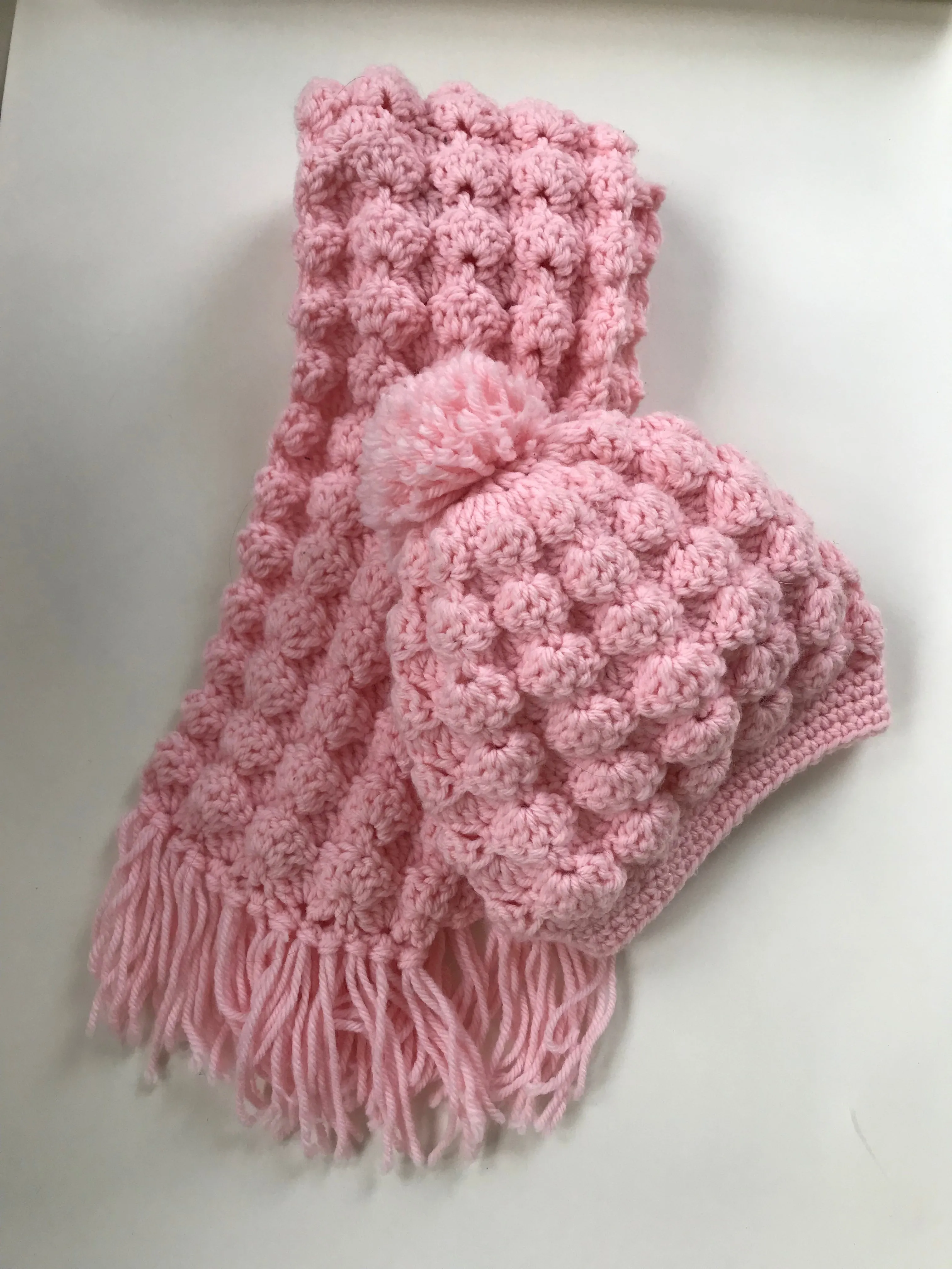 Crochet Pattern Puff Shell Hat and Scarf Set