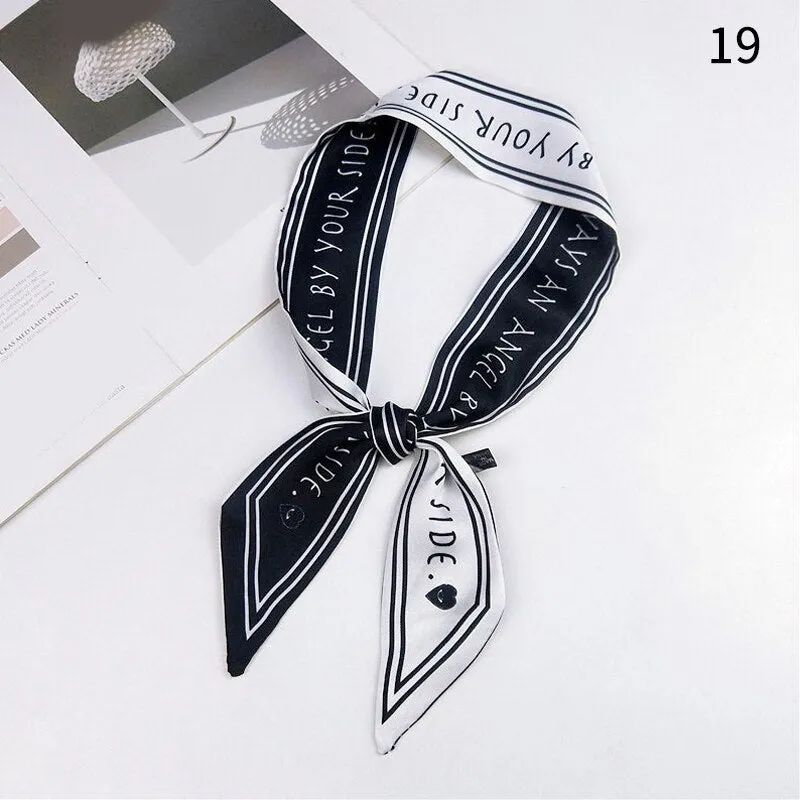 DIY Print Small Scarf Women Riband Handle Bags Scarf Narrow Long Wrist Small Ribbon Fashion Hair Band Scarves & Wraps