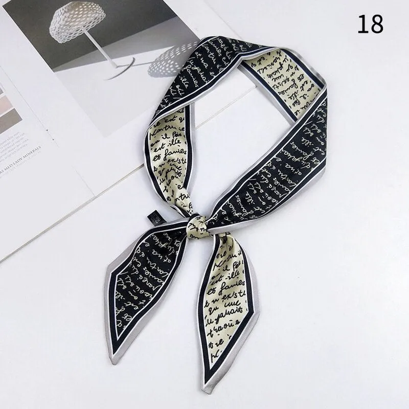 DIY Print Small Scarf Women Riband Handle Bags Scarf Narrow Long Wrist Small Ribbon Fashion Hair Band Scarves & Wraps