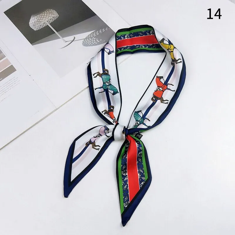 DIY Print Small Scarf Women Riband Handle Bags Scarf Narrow Long Wrist Small Ribbon Fashion Hair Band Scarves & Wraps