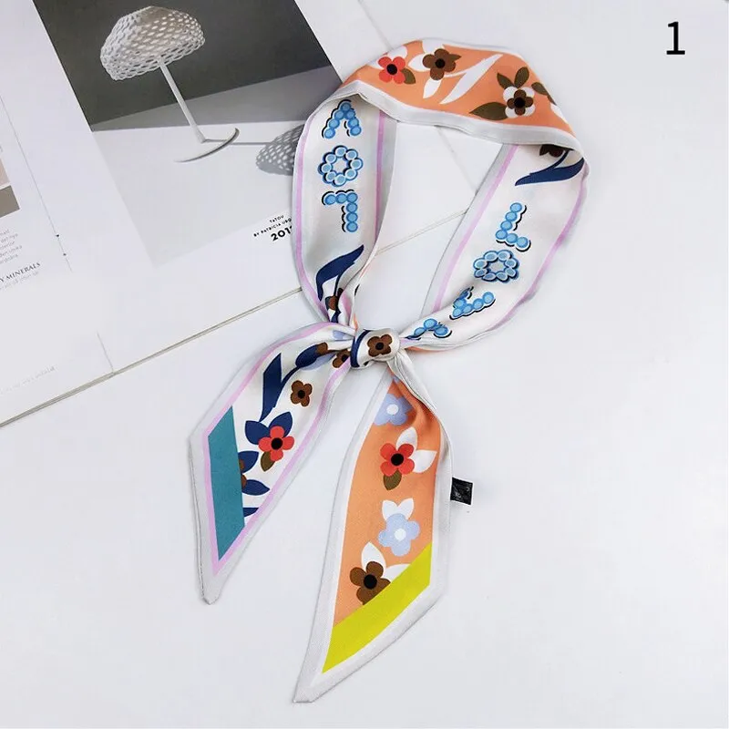 DIY Print Small Scarf Women Riband Handle Bags Scarf Narrow Long Wrist Small Ribbon Fashion Hair Band Scarves & Wraps