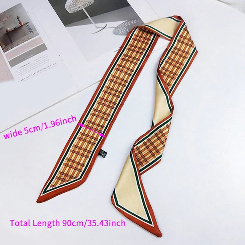 DIY Print Small Scarf Women Riband Handle Bags Scarf Narrow Long Wrist Small Ribbon Fashion Hair Band Scarves & Wraps