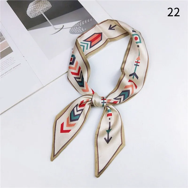 DIY Print Small Scarf Women Riband Handle Bags Scarf Narrow Long Wrist Small Ribbon Fashion Hair Band Scarves & Wraps