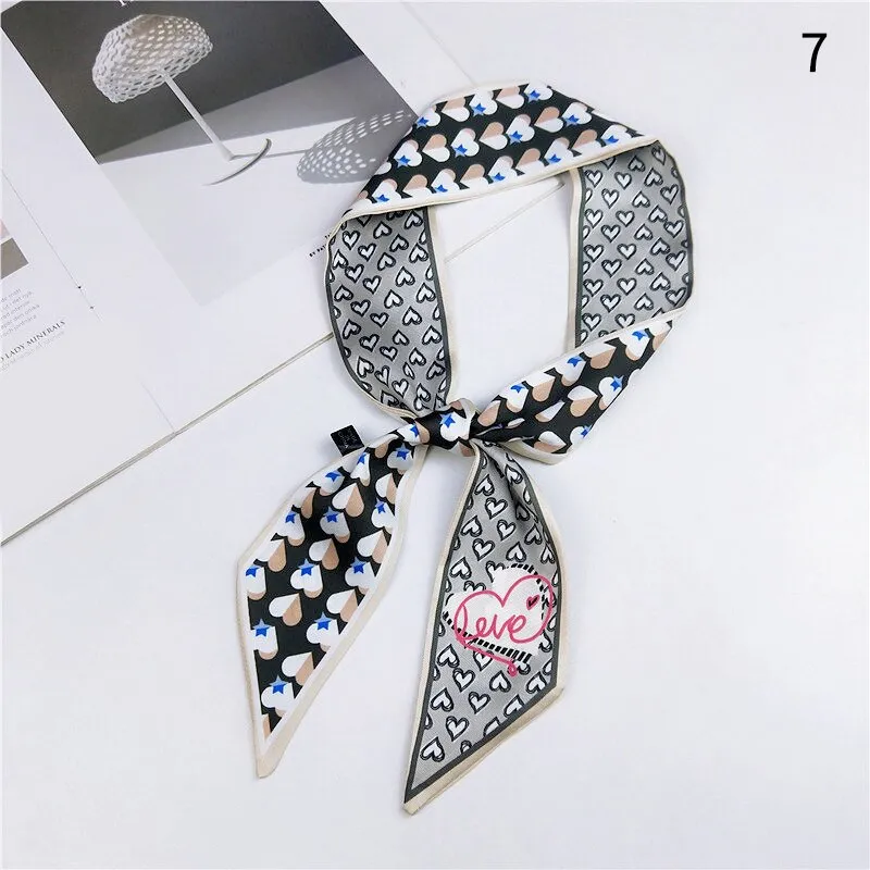 DIY Print Small Scarf Women Riband Handle Bags Scarf Narrow Long Wrist Small Ribbon Fashion Hair Band Scarves & Wraps